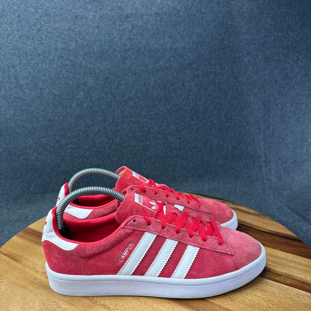 Adidas Originals Campus Red White Suede Low Top Sneakers DB1018 Womens 8